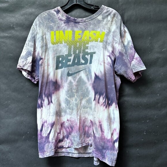 Nike Tee Tie Dye Shirt Size Large Purple Blue Tied Dyed T-Shirt Tee The Beast - Picture 2 of 5
